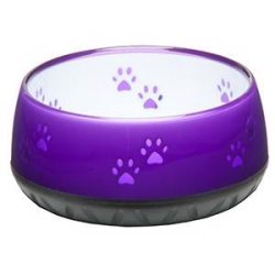 Hundeskl i melamin lilla med poter 1 L