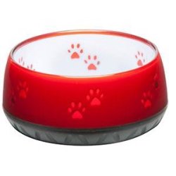Hundeskl i melamin rd med poter 1,8 L