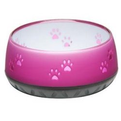 Hundeskl i melamin pink med poter 1 L