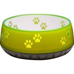 Hundeskl i melamin lemon med poter 1 L