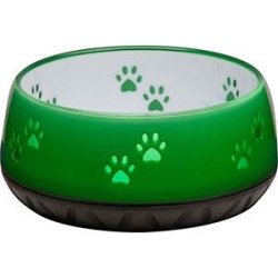 Hundeskl i melamin grn med poter 1 L