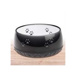 Hundeskl i melamin sort med poter 1 L