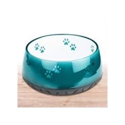 Hundeskl i melamin turkis med poter 1,8 L