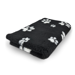 Vetbed sort med hvide poter 150 x 100