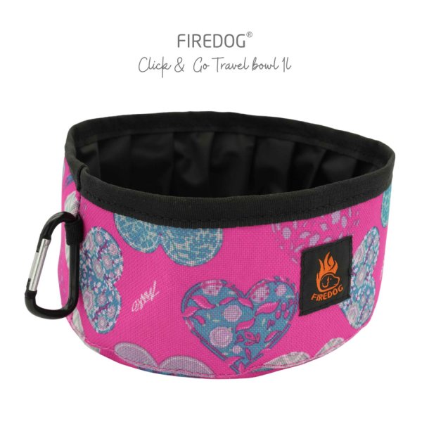 Firedog Pink Hjerter vandsk�l Click &amp; Go 1 L.