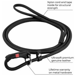 Retrieverline Waudog Soft rundsyet l�der 135 cm - 6 mm Sort