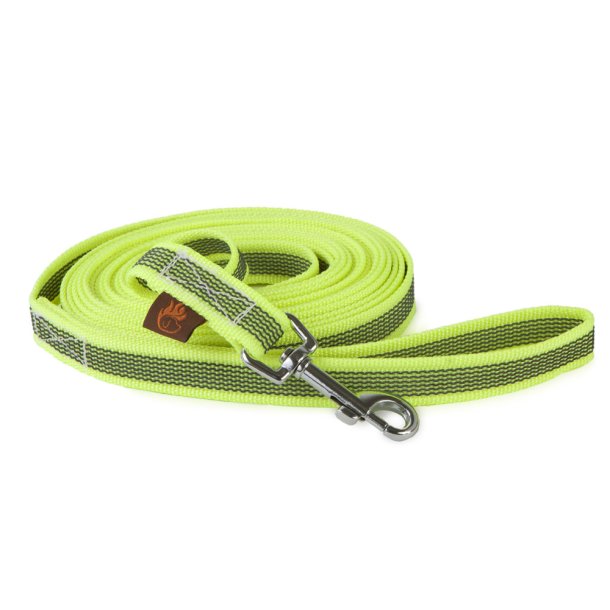 Firedog line med gummigreb med hndtag 1,2 m - neon gul
