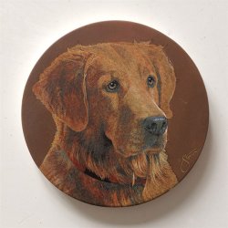 Glasbrikker - Coasters Golden retriever 4 stk.
