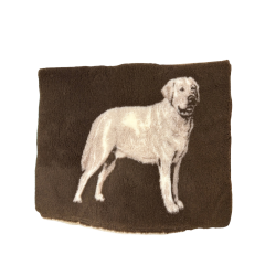 Vetbed brun med gul labrador 150 x 100