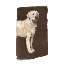 Vetbed brun med gul labrador 150 x 100