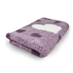 Vetbed lilla med hvide og lilla hjerter 150 x 100