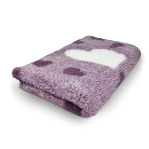 Vetbed lilla med hvide og lilla hjerter 150 x 100