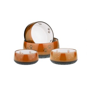 Hundeskl i melamin orange med poter 1,8 L