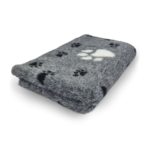 Vetbed stvet koksgr m. store hvide poter + sm sorte 150 x 100