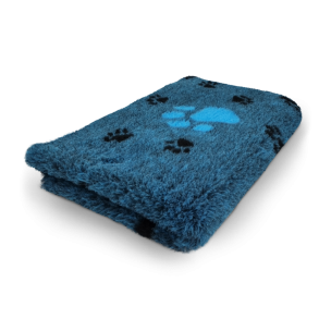 Vetbed stvet turkis med store turkis poter og sm sorte 150 x 100