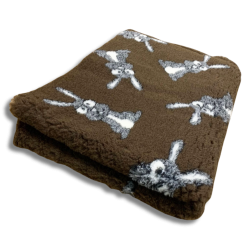 Vetbed  brun med kaniner 150 x 100