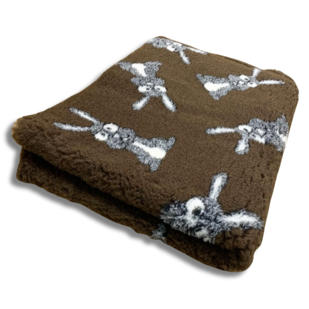 Vetbed  brun med kaniner 150 x 100