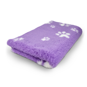 Vetbed  lys lilla med hvide poter 150 x 100