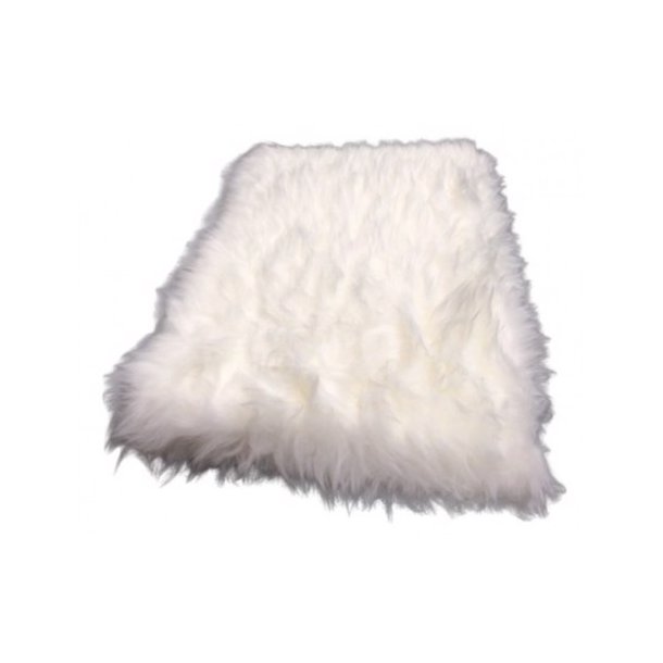 Angora tæppe hvid med gummibagside 140 x 100