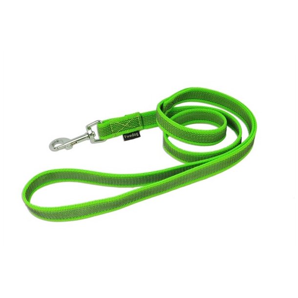 Firedog line med gummigreb med håndtag 1,2 m - neon grøn